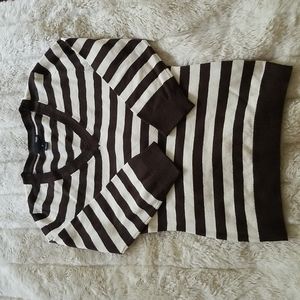 H&M Cream and Brown Striped Top